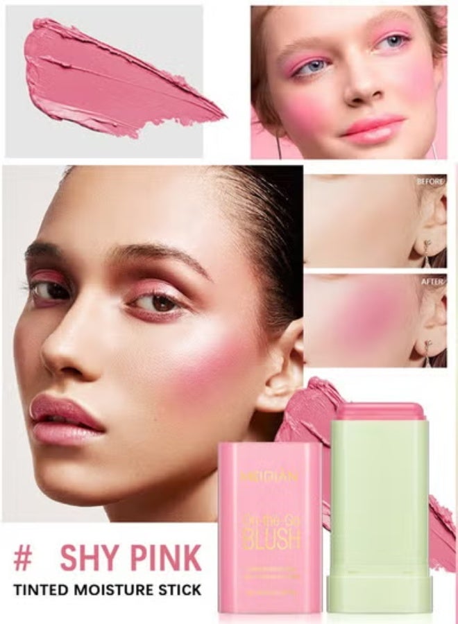 Meidián Blush Stick, Blush Cream for Cheeks Eyes Lips,Blush in Natural with Waterproof Sweat-Resistant, Tinted Solid Stick with Long Lasting, Nude Makeup Multi-Use Color Stick Creamy Blush, Shy Pink - Image 2